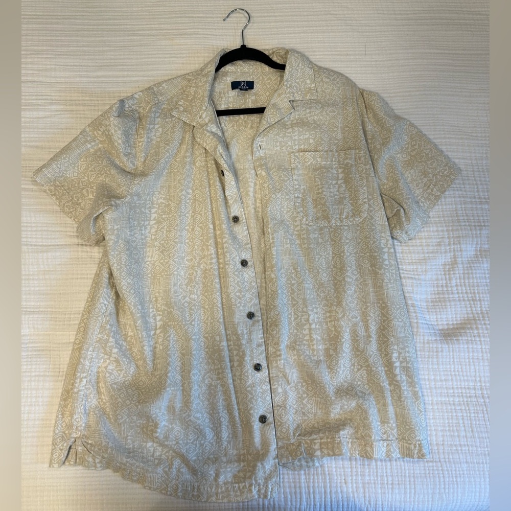 George Men's Beige Patterned Button Down Shirt